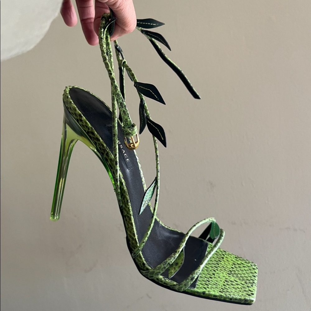VERSACE Antheia Green Leaf Heels